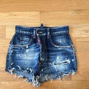 DSQUARED2 Blue Distressed Jean Shorts